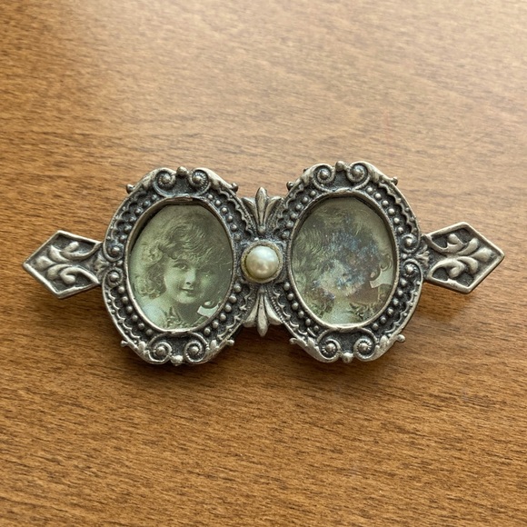 Pewter Double Photo Bar Pin/Brooch & Photo Bookmark - Picture 3 of 6